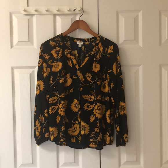 J.Crew Factory Long-sleeve button-up raglan top - Picture 2 of 4